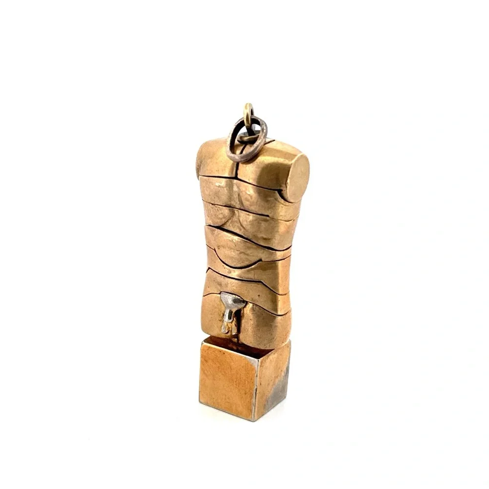 Brass Puzzle Pendant “Micro David” by Miguel Berrocal